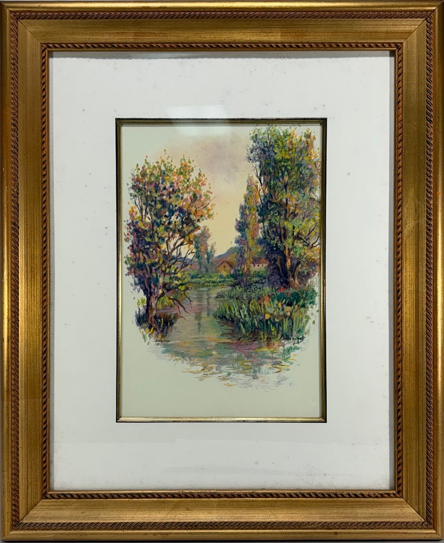 Signed River Landscape Giclee Framed Print - 2
