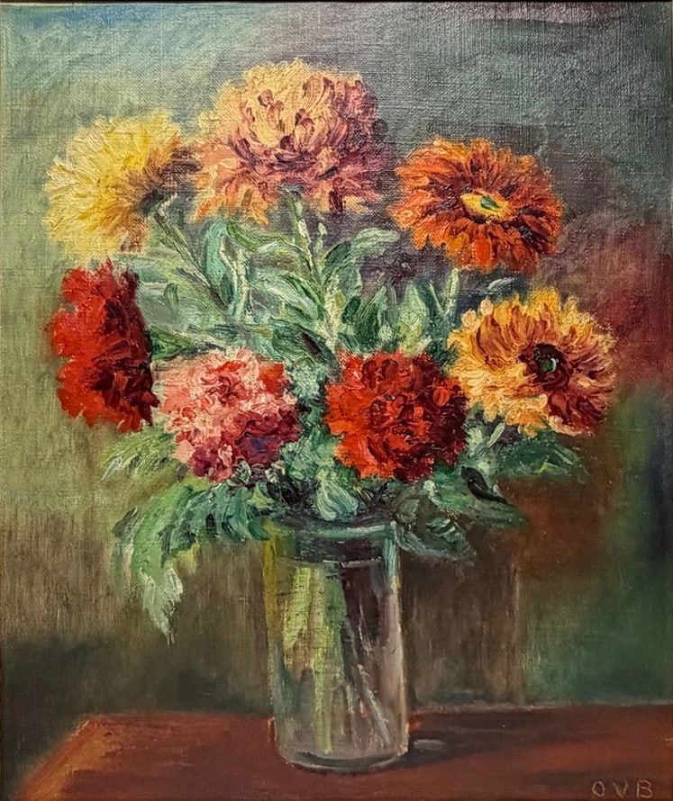 Vase w/ Flowers Still Life Oil Painting on Canvas (1 of 5)