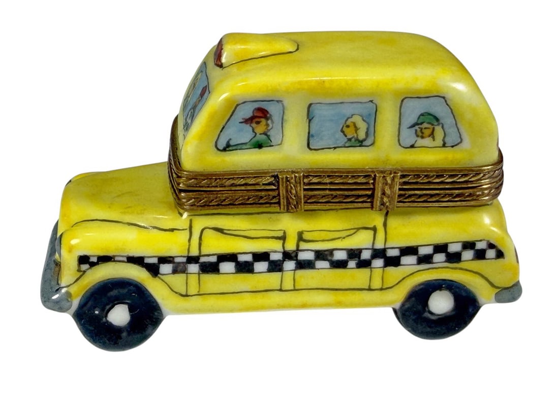 Peint Main Limoges France School Bus Trinket Box (1 of 6)