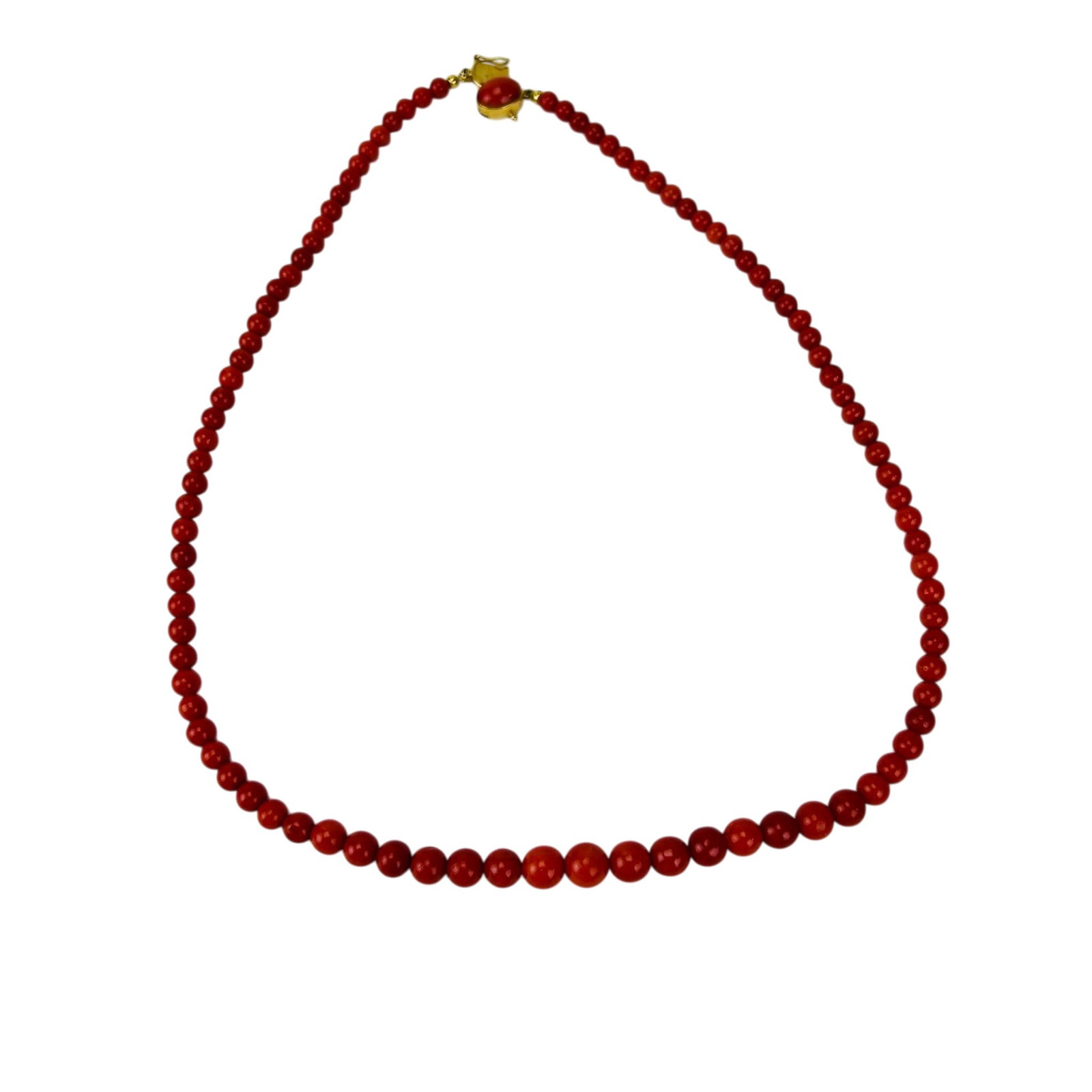Red Coral Graduated Necklace w/ 18K Gold Clasp 26g (1 of 4)