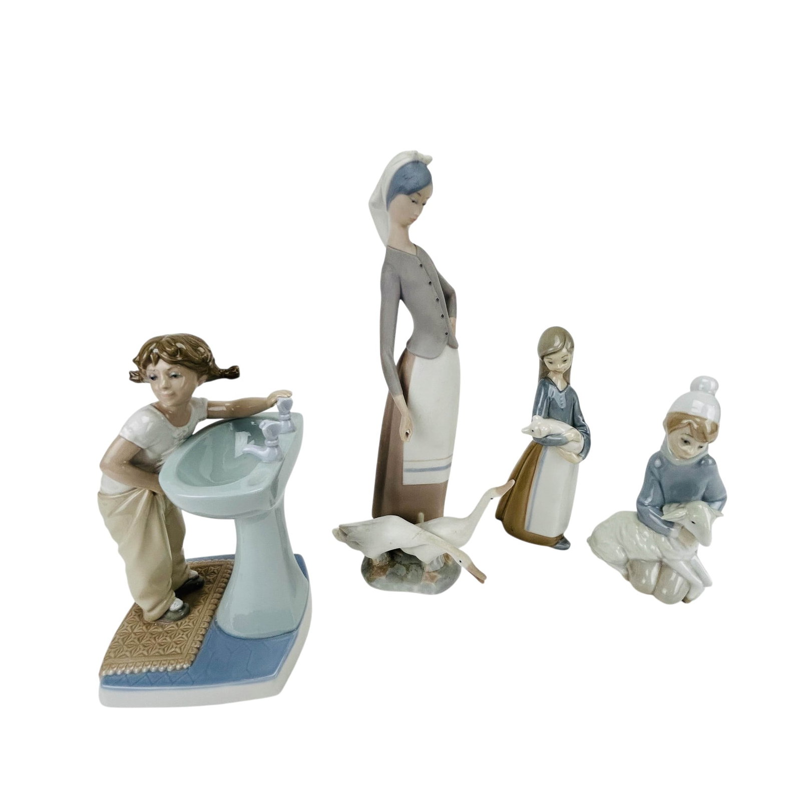 Lladro Spain Painted Porcelain Figurines 4pc LOT (1 of 7)