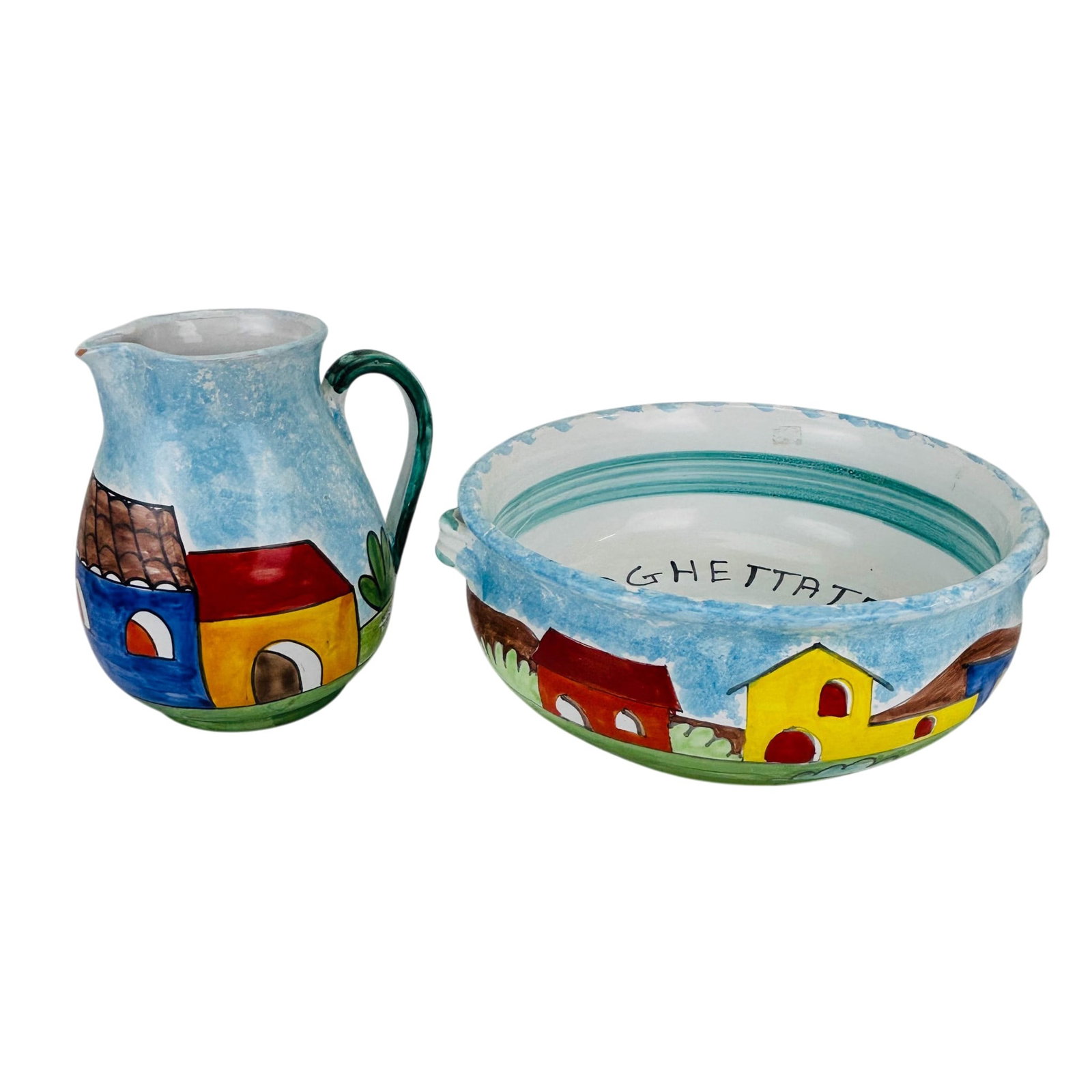 Nino Parrucca b1945 Italian Pottery Pitcher & Bowl (1 of 7)