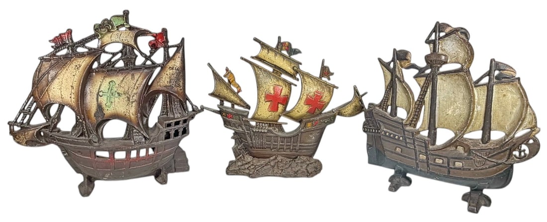 Cast Iron Nautical Sailing Ship Doorstops 3pc LOT (1 of 7)