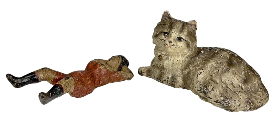 Cast Iron Cat & Reclining Man Doorstops 2pc LOT (1 of 7)