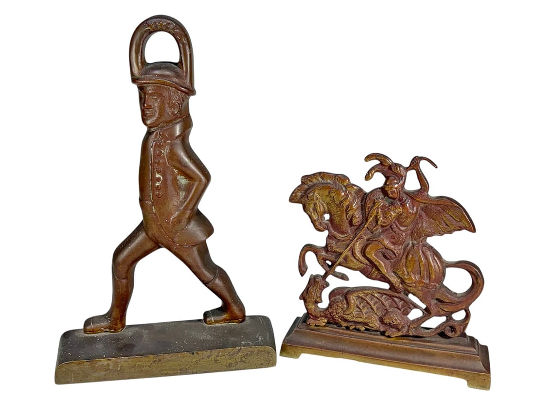 Cast Iron Historical Figural Doorstops 2pc LOT (1 of 4)