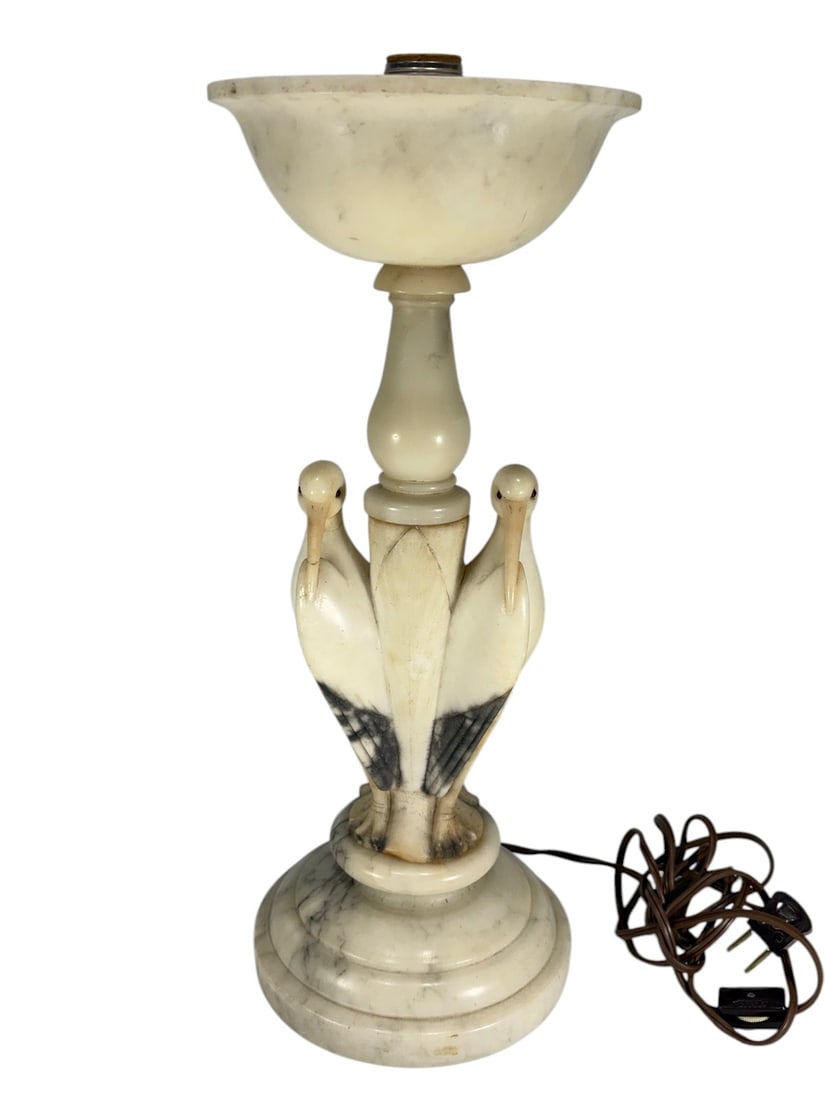 Carved Alabaster One-Light Bird Form Table Lamp (1 of 5)
