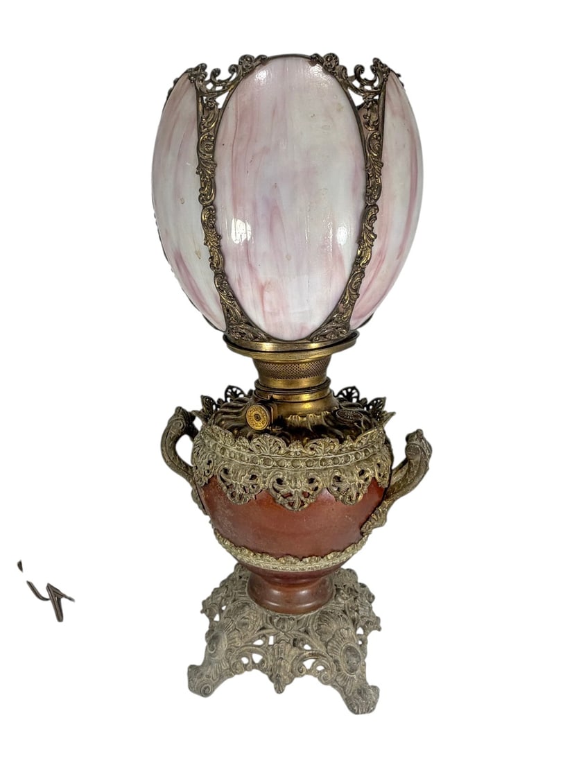 Victorian Style Slag Glass Panel Table Lamp 18" (1 of 5)