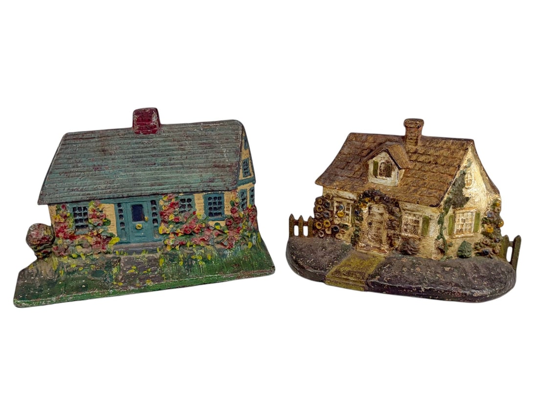 Cast Iron Cottage House Form Doorstops 2pc LOT (1 of 4)