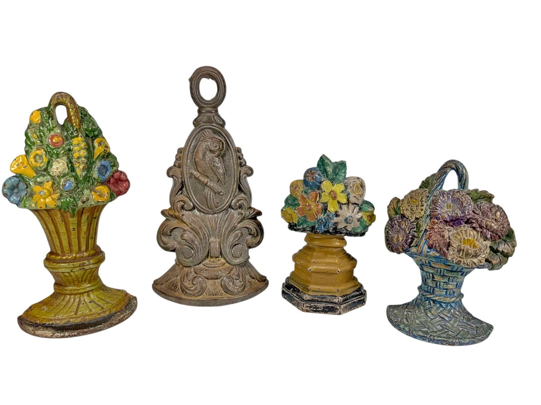 Cast Iron Floral & Figural Doorstops 4pc LOT (1 of 7)