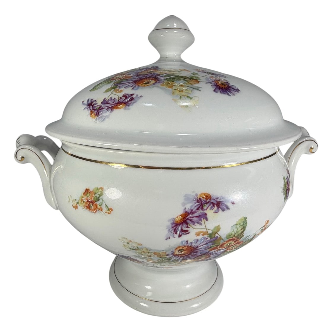 Floral Porcelain Covered Tureen w/ Pedestal Base (1 of 6)