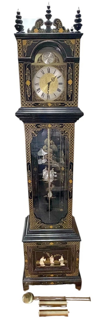 20th C English Japonesque Chiming Tall Case Clock (1 of 9)