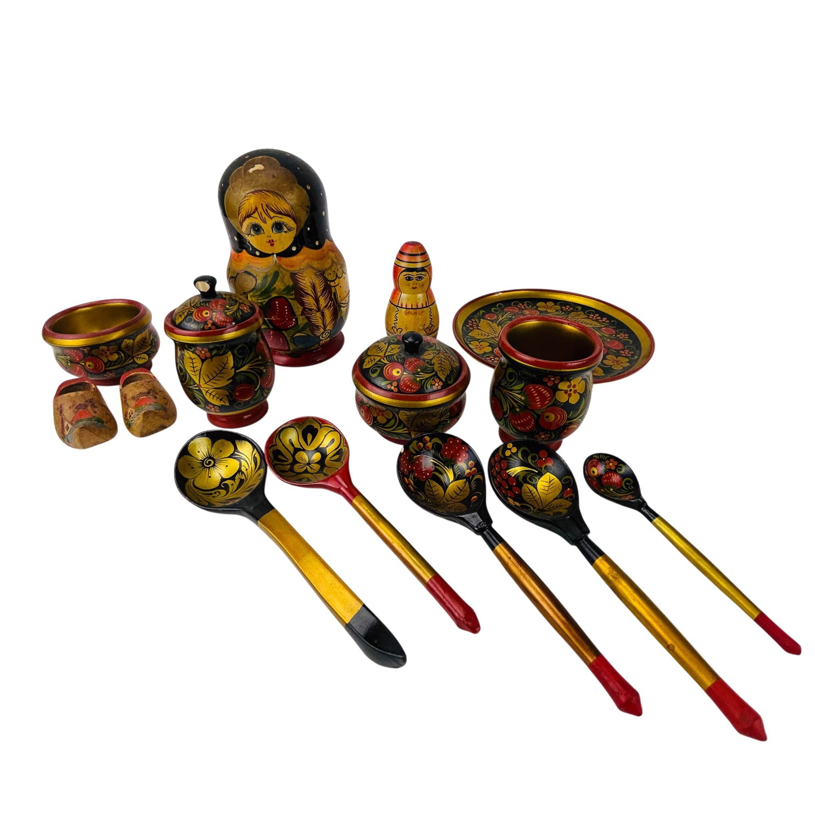 Russian Folk Art Wooden Khokhloma & Nesting Dolls (1 of 10)