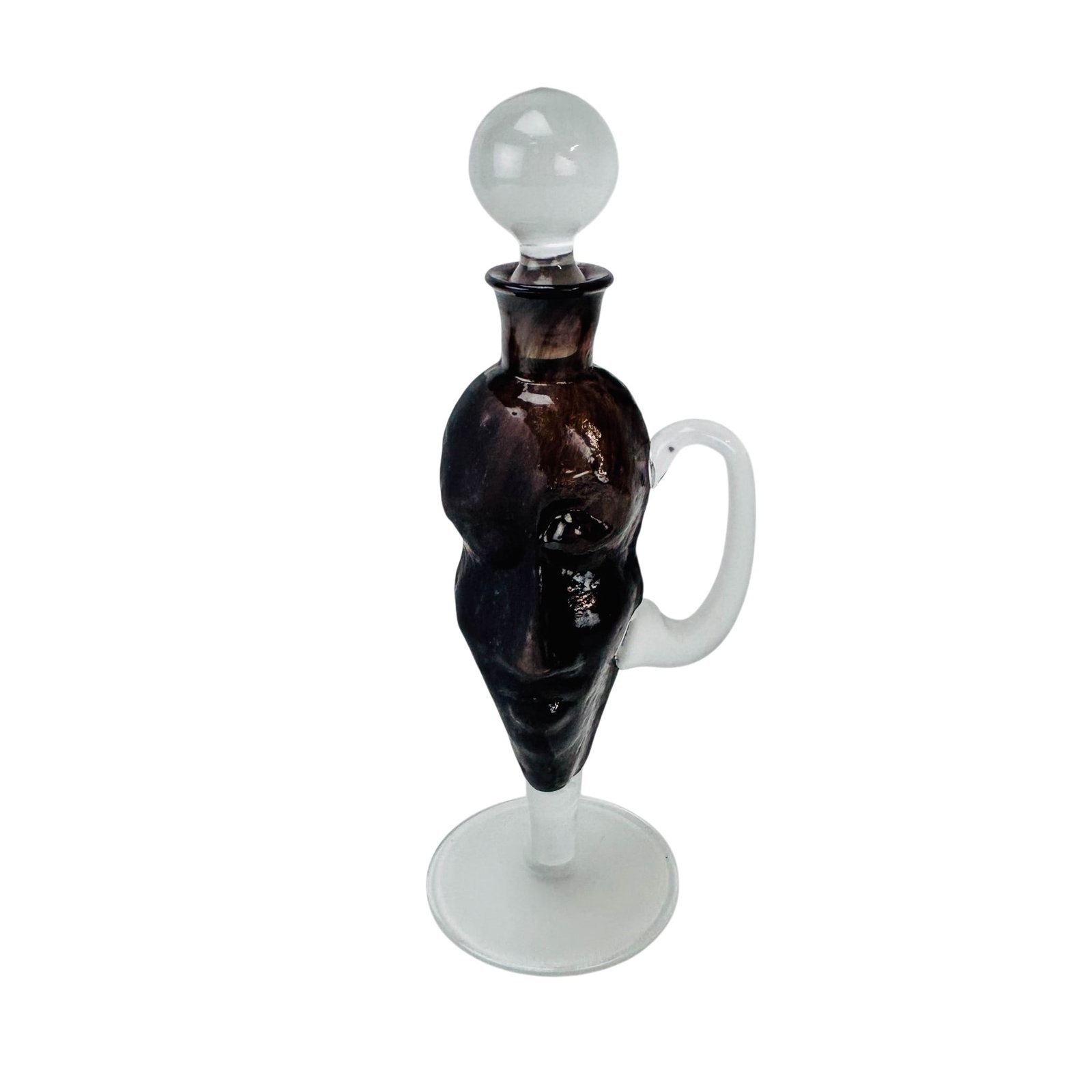 Studio Art Glass Abstract Face Bottle Jug SIGNED (1 of 3)