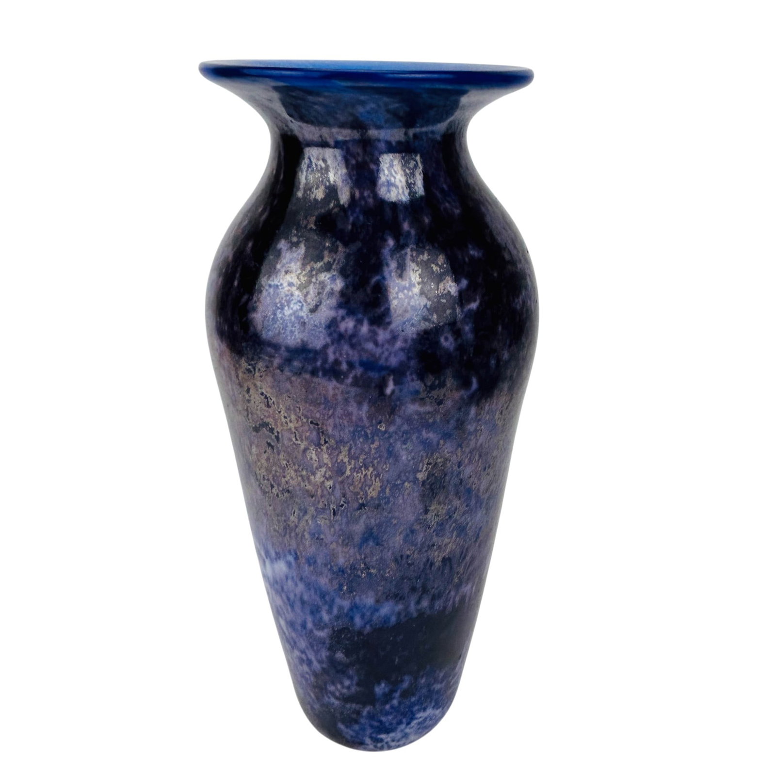 Blue Oil Spot Iridescent Studio Blown Glass Vase (1 of 5)