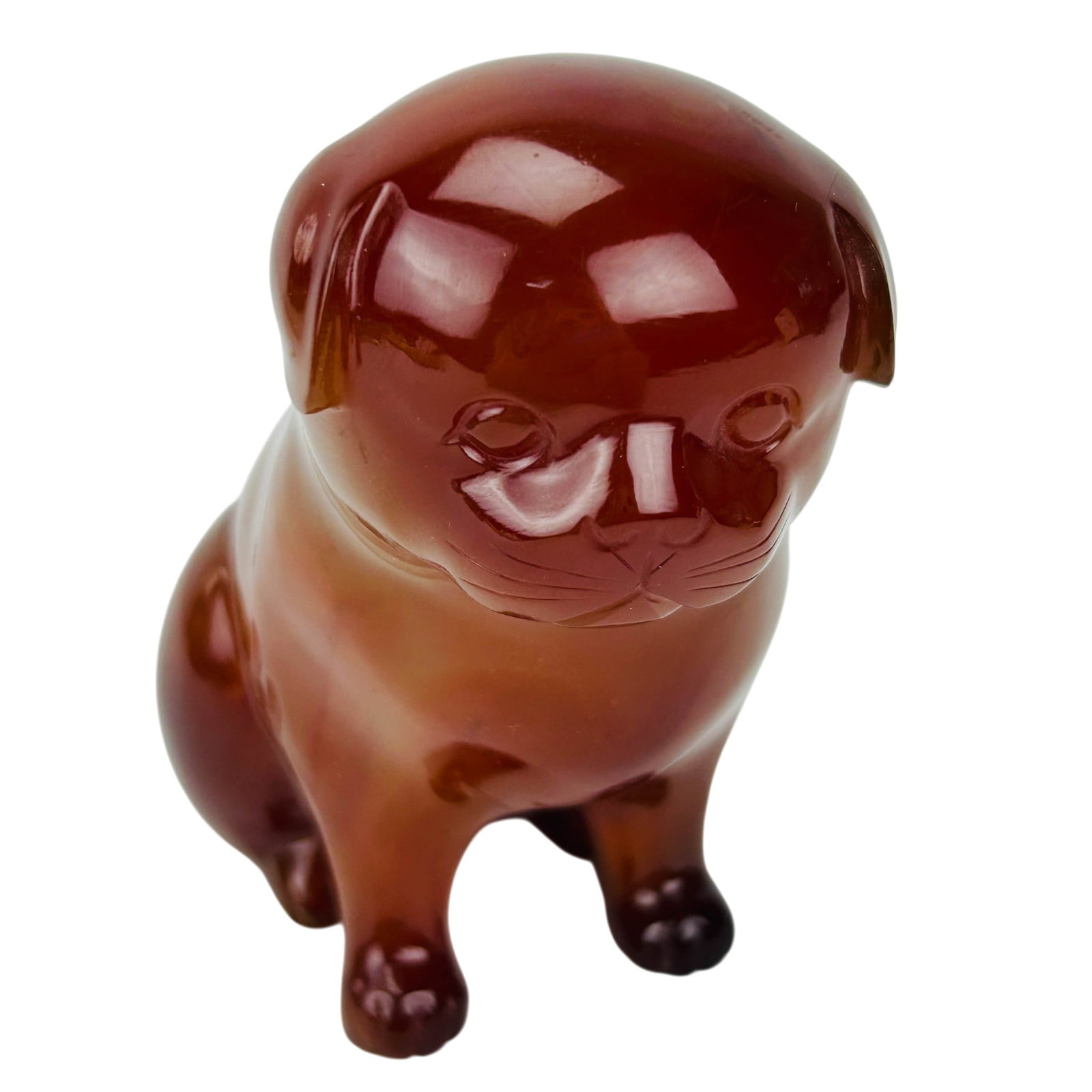 Carnelian Gemstone Pug Dog Carved Stone Figurine (1 of 5)