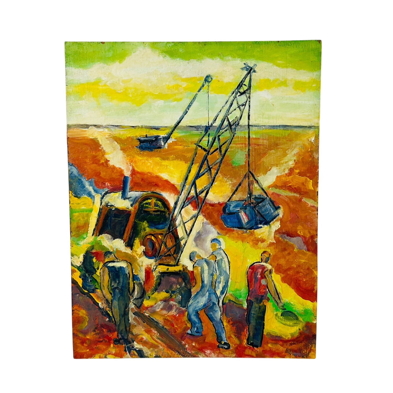 WPA Style Industrial Workers Landscape Painting (1 of 4)