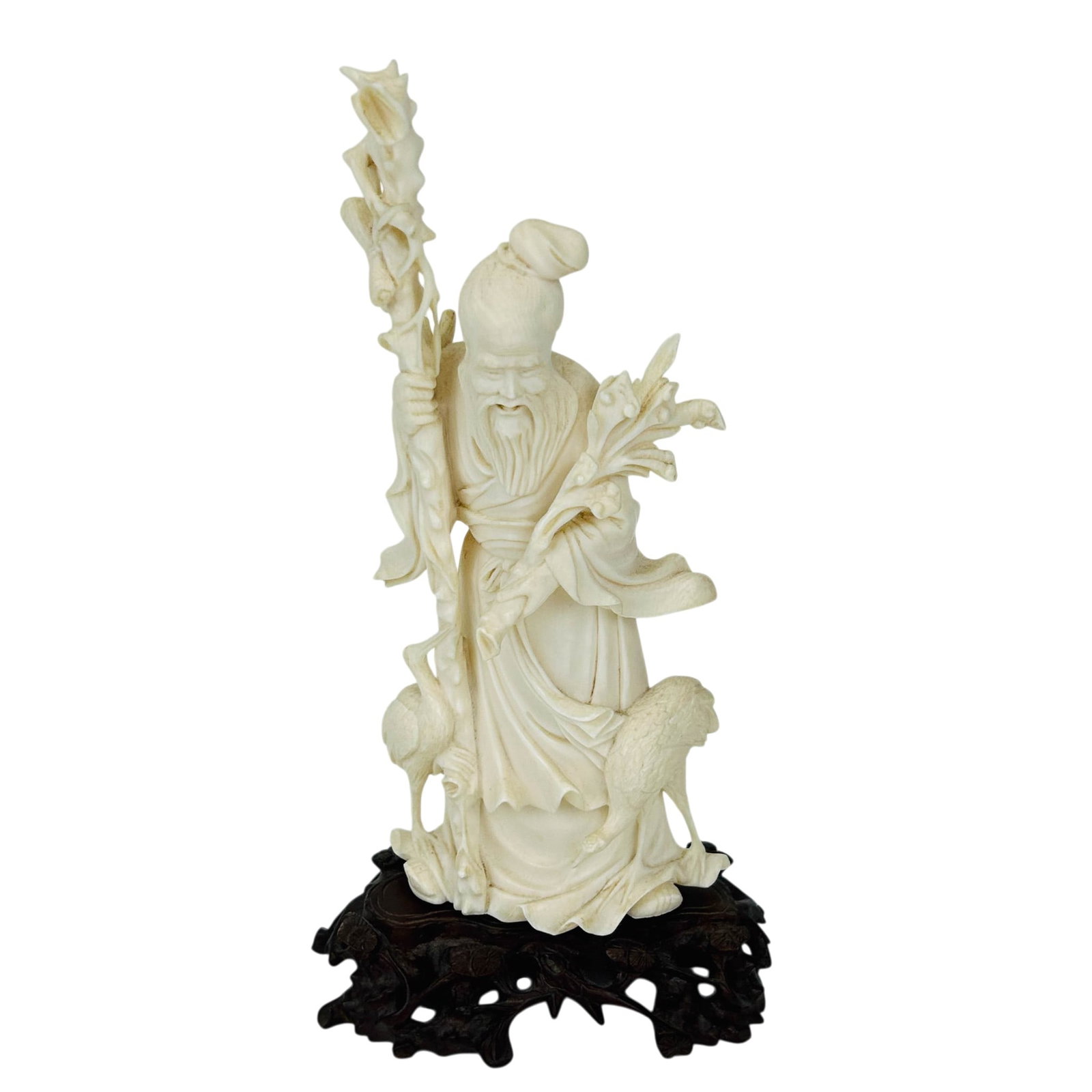 Chinese Carved Immortal Sculpture Wood Stand (1 of 6)