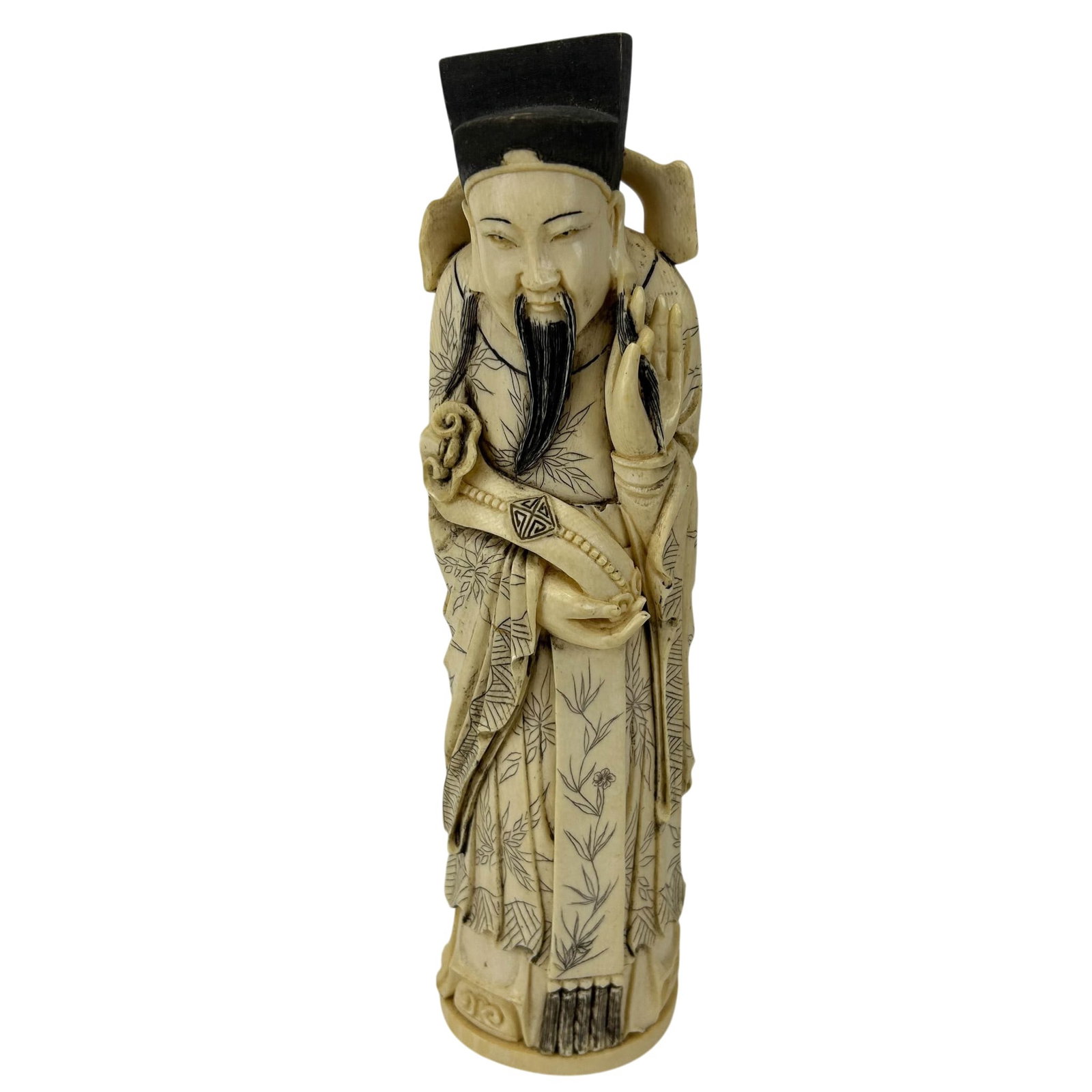 Chinese Carved Wise Man Scholar w Scroll Sculpture (1 of 5)