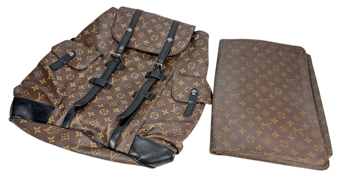 Famous Design Monogram Backpack & Portfolio 2pc