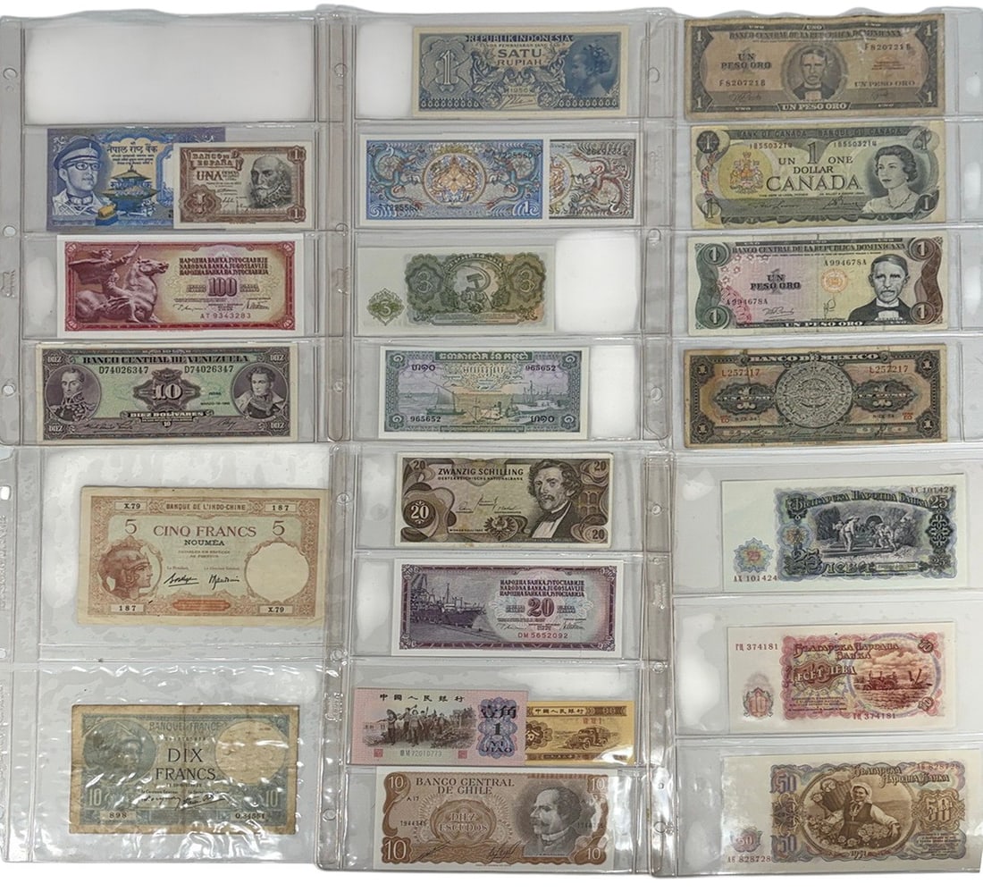 World Countries Circulated Bank Notes 23pc LOT (1 of 6)