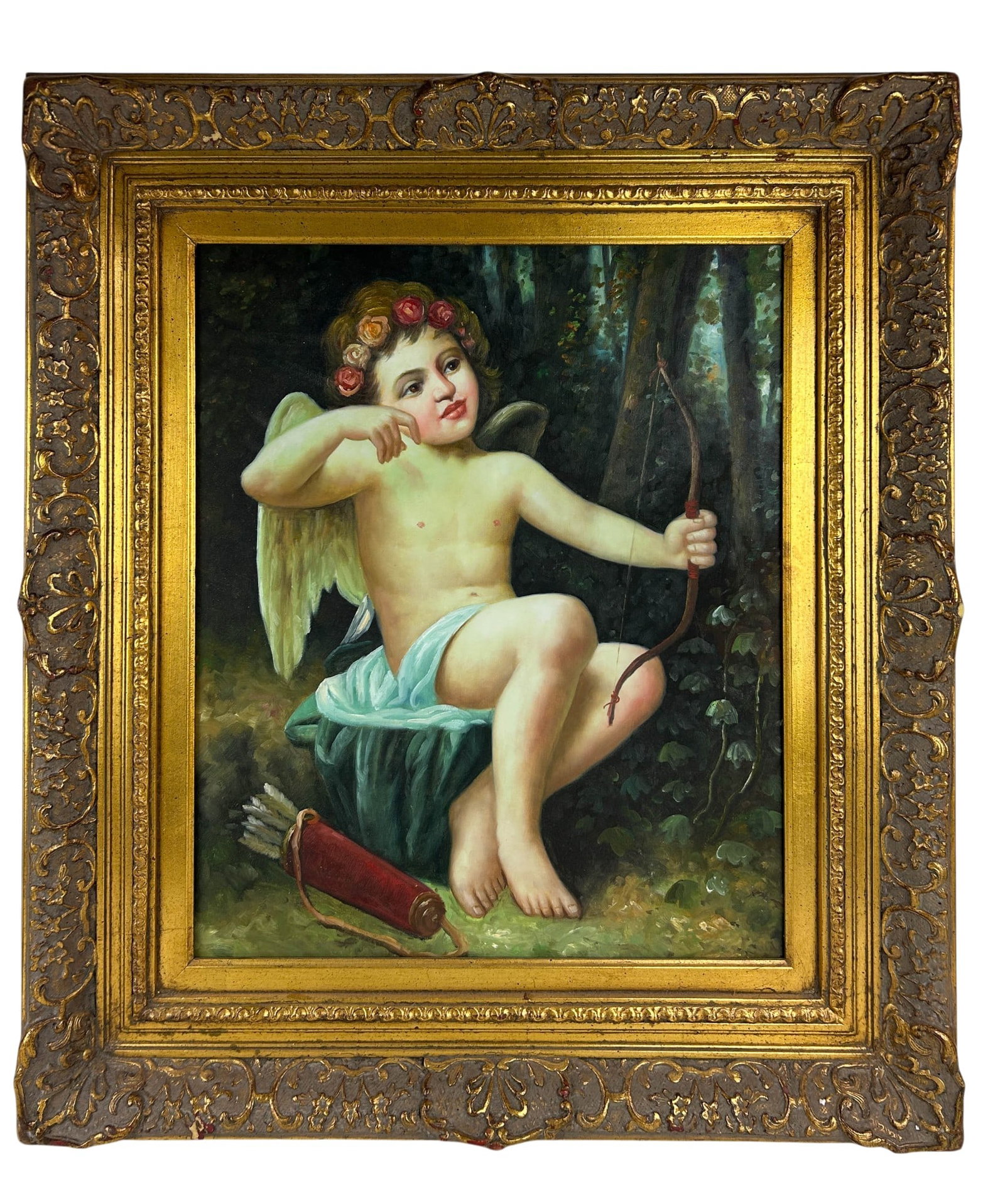 Nude Cherub w Bow & Quiver Oil Painting after Vega (1 of 3)