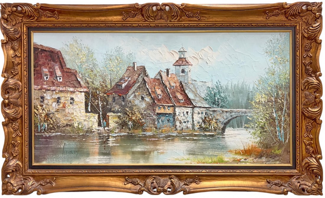 Signed Hartlzy Landscape Oil Painting on Canvas (1 of 6)