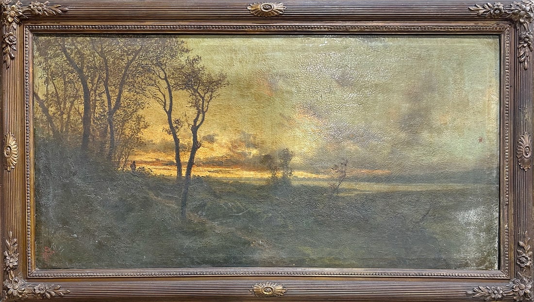 Antique European Landscape Oil Painting on Canvas (1 of 6)