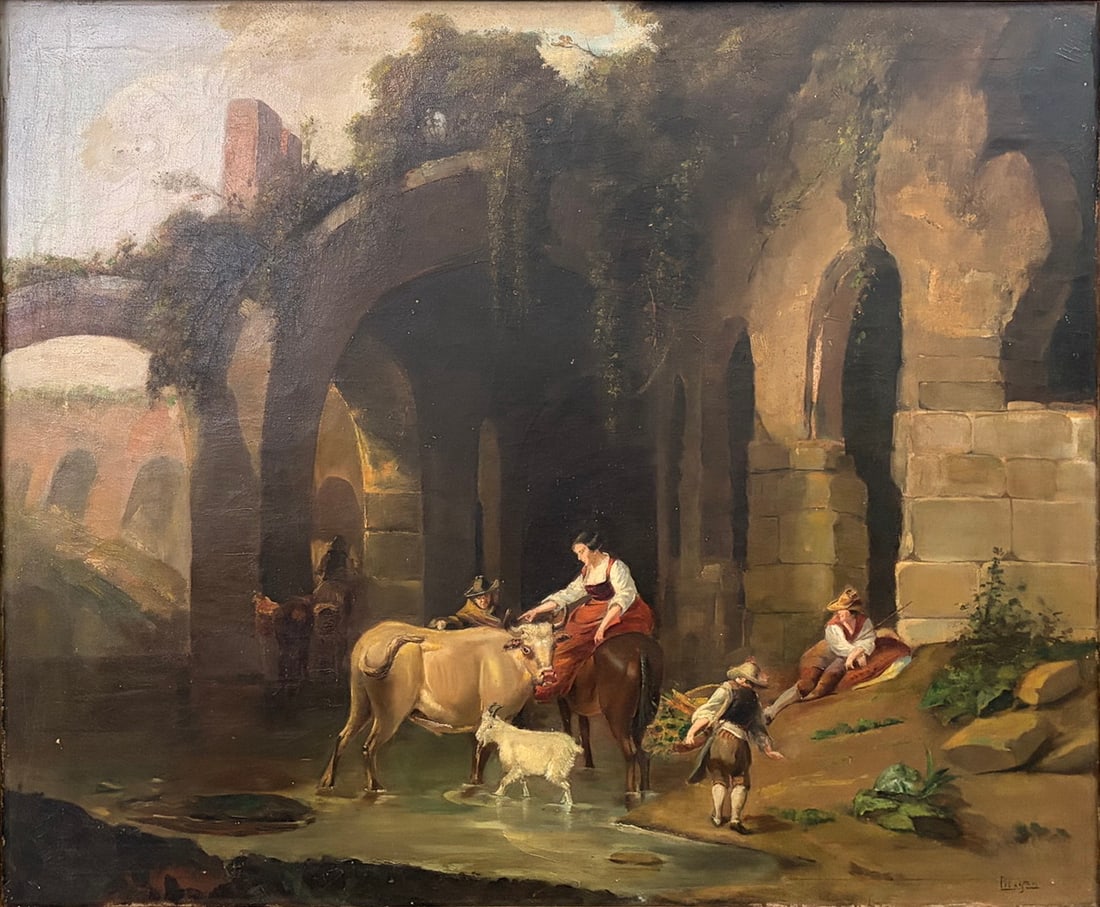 Signed Bergheim Antique Oil Painting on Canvas (1 of 7)