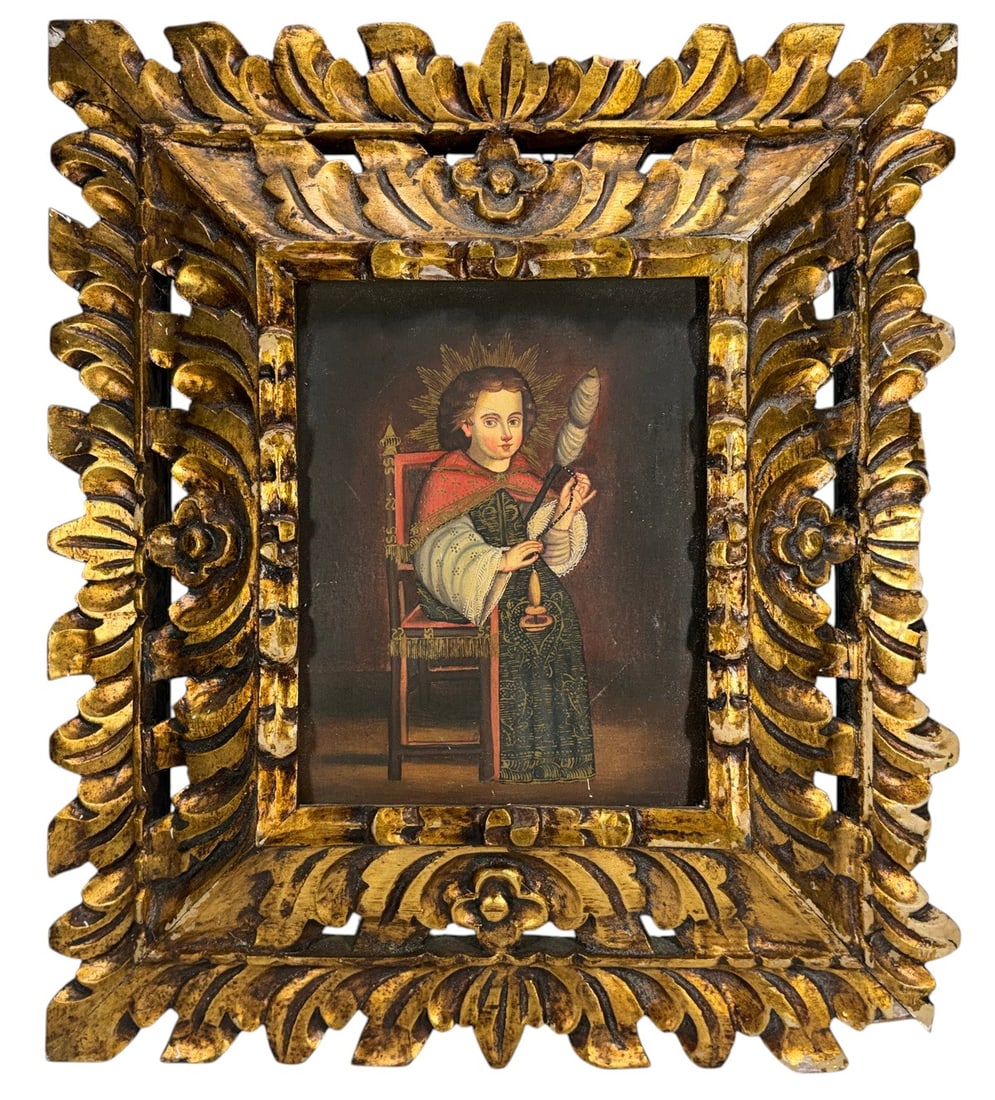 Cuzco School Style Religious Portrait Painting (1 of 5)