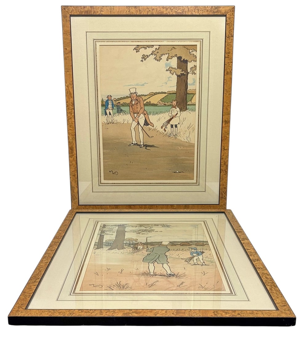 Harry Elliott Framed Golf Scene Prints 2pc LOT (1 of 5)