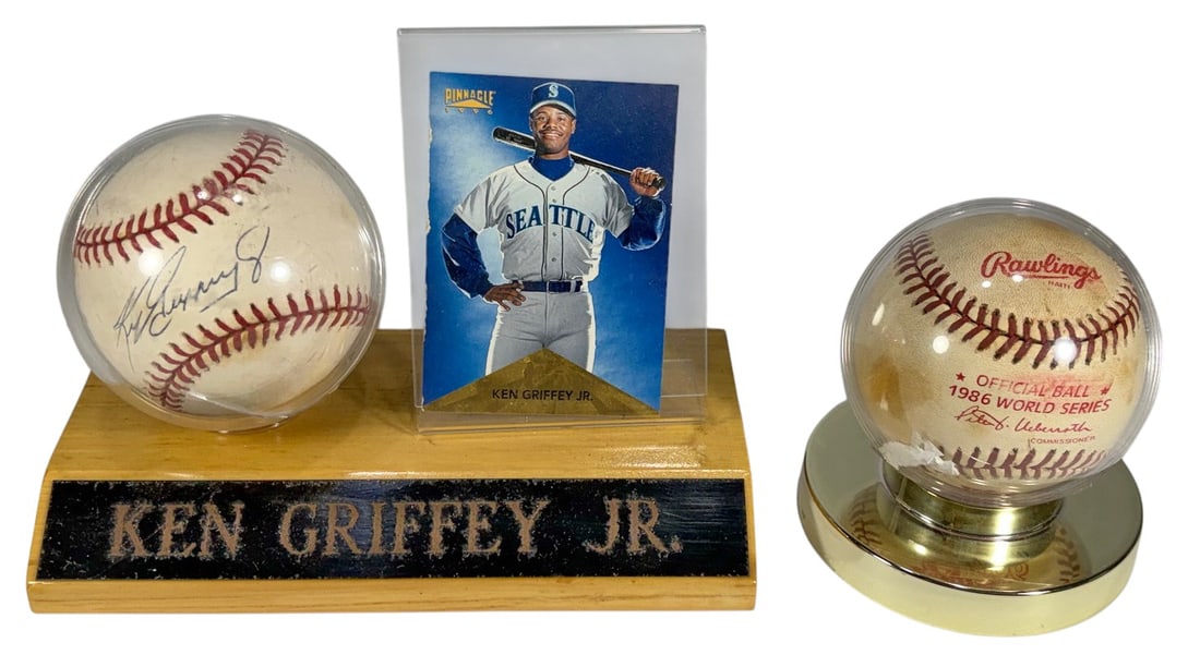 1986 World Series & K. Griffey Jr Signed Baseballs (1 of 7)