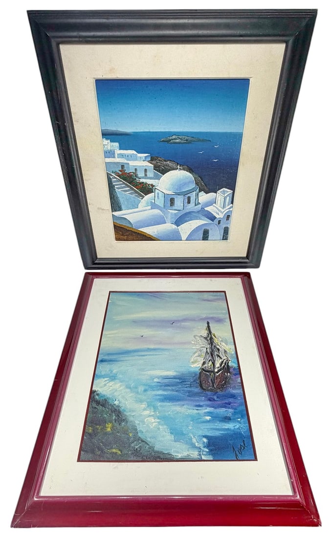 Framed Nautical & Coastal Scene Paintings 2pc LOT (1 of 6)