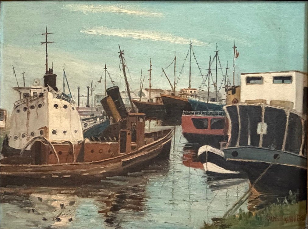 Framed Italo Saneghini Masonite Scene Oil Painting (1 of 5)