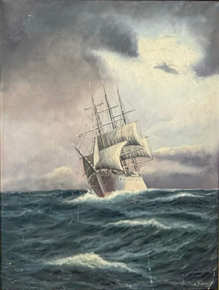 B. Johansen Ship Nautical Seascape Oil Painting (1 of 5)