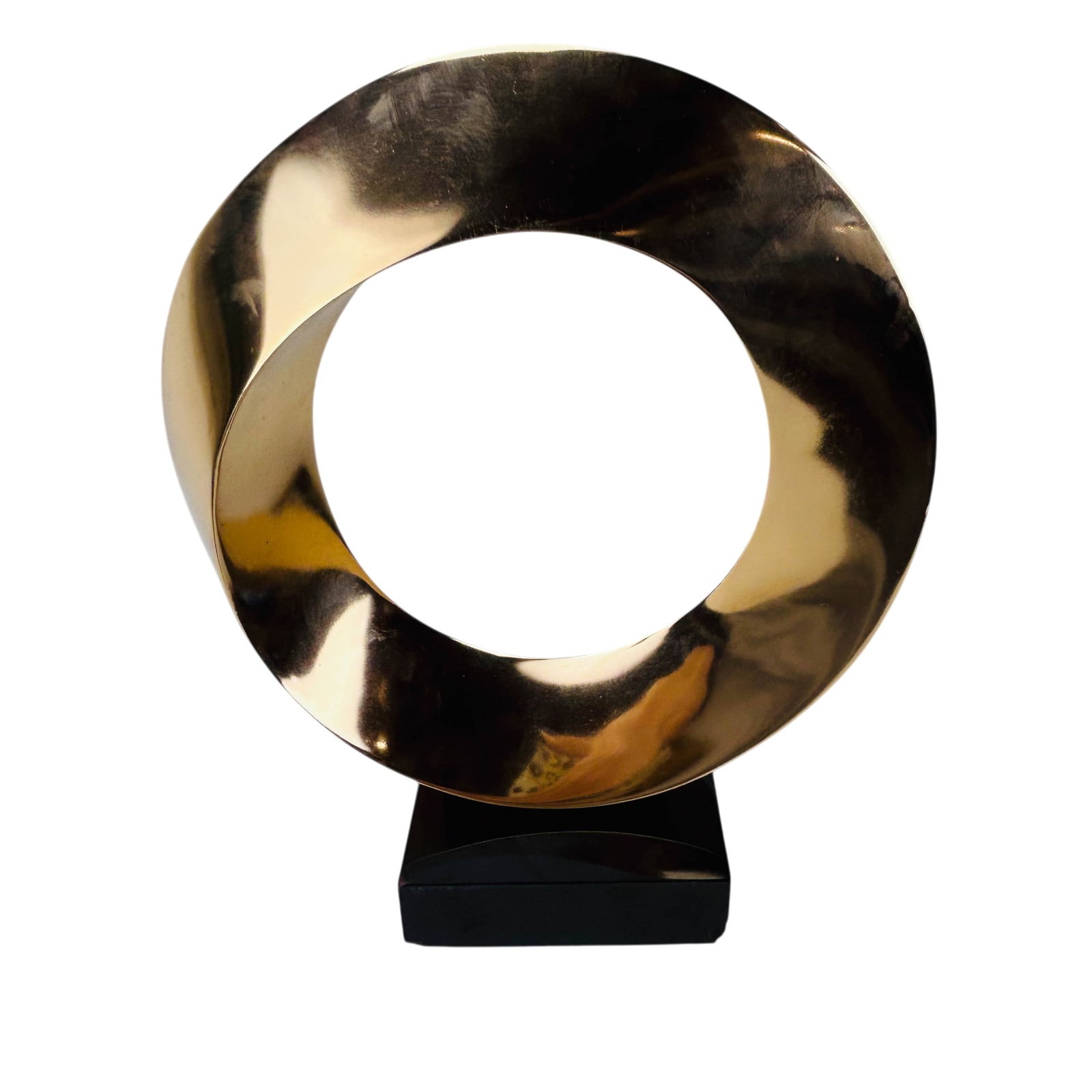 Polished Bronze Circular Abstract Metal Sculpture (1 of 3)