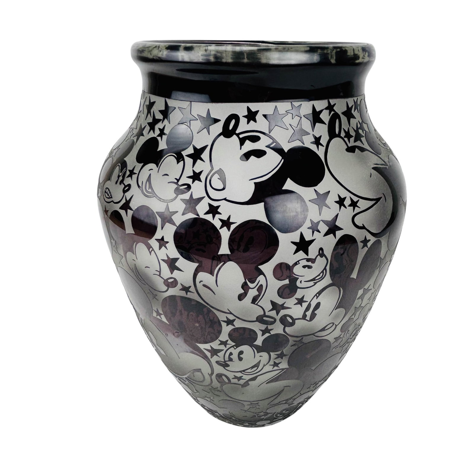 McClellan b.1955 Disney Mickey Cameo Glass Vase (1 of 6)