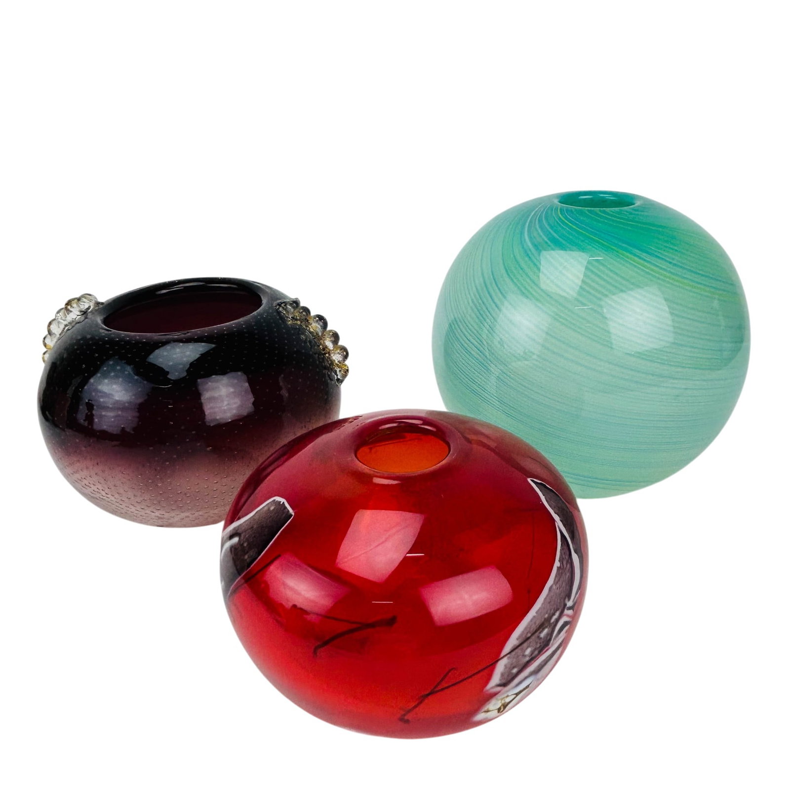 Mid Century Studio Blown Art Glass Vessels 3pc LOT (1 of 6)