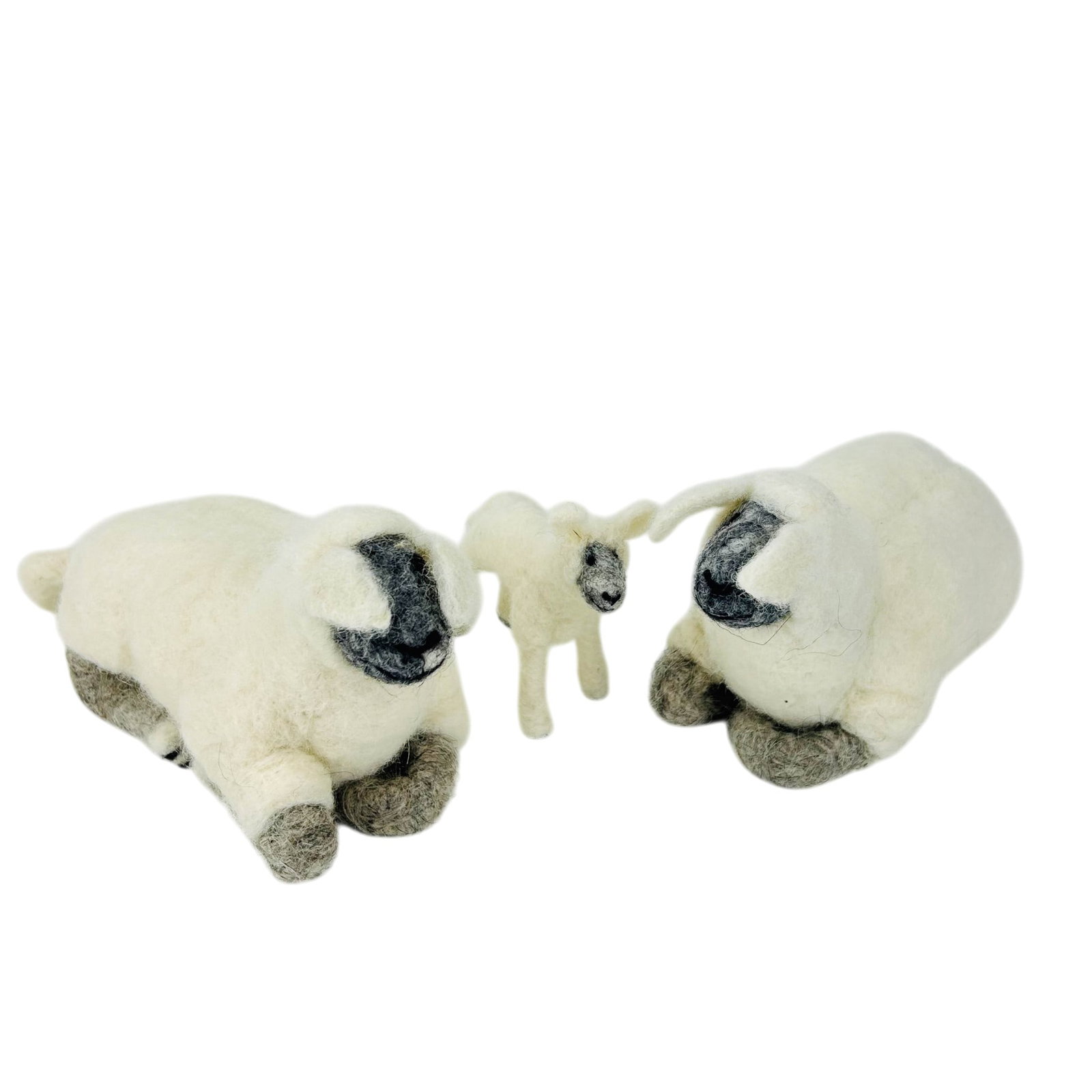 Handmade Needle Felted Wool Sheep w/ Lamb 3pc LOT (1 of 4)