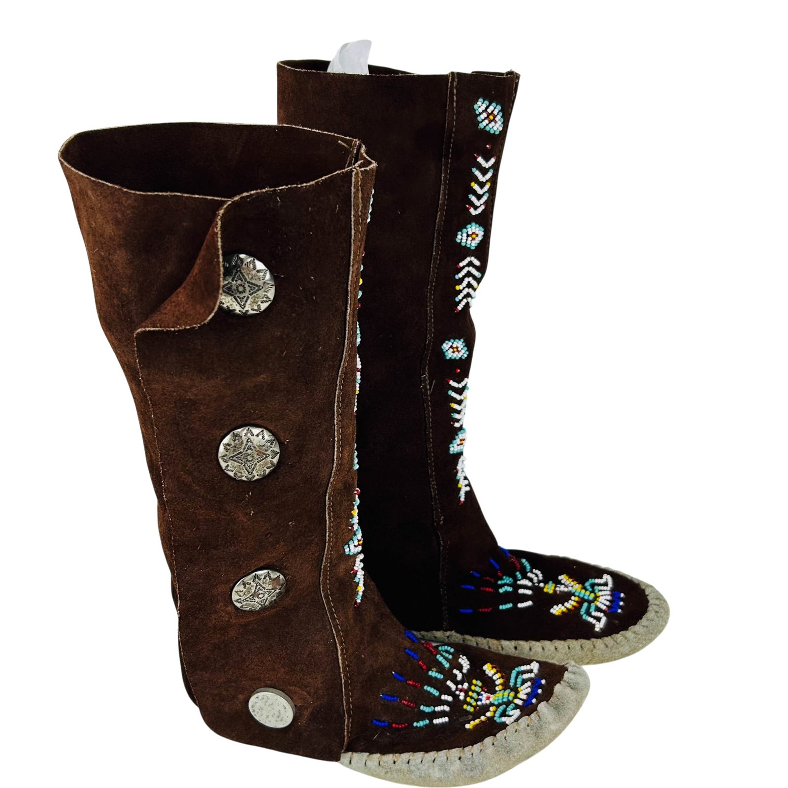 Native American Indian Pr Beaded Leather Moccasins (1 of 5)