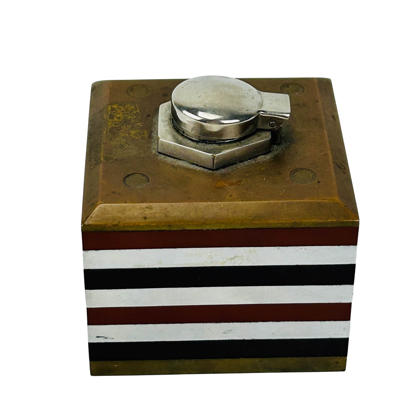 Art Deco Style Striped Stone Table Desk Inkwell (1 of 4)