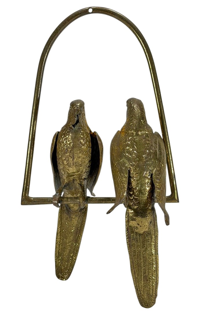 Brass Hanging Lovebirds Gilt-Tone Wall Sculpture (1 of 5)
