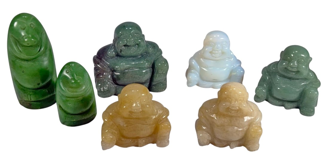 Carved Hardstone Buddha & Figural Group 7pc LOT (1 of 7)