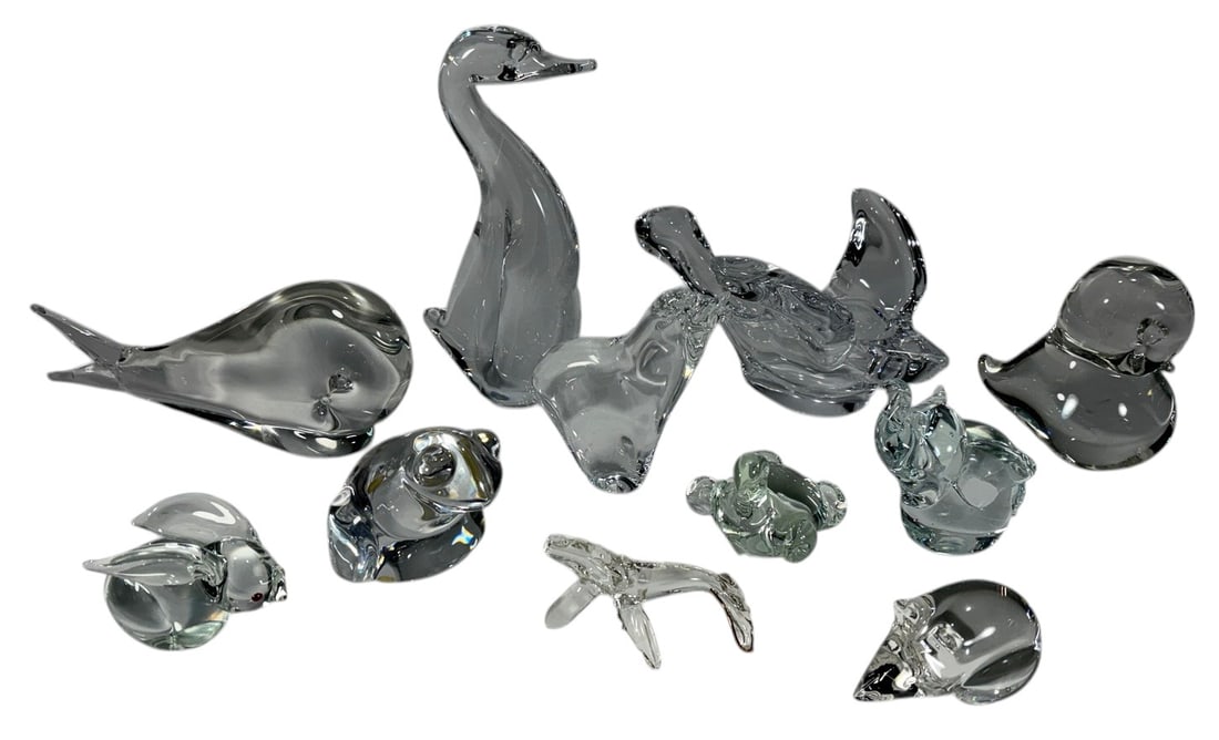 Clear Art Glass Animal Figurines & Forms 11pc LOT (1 of 5)