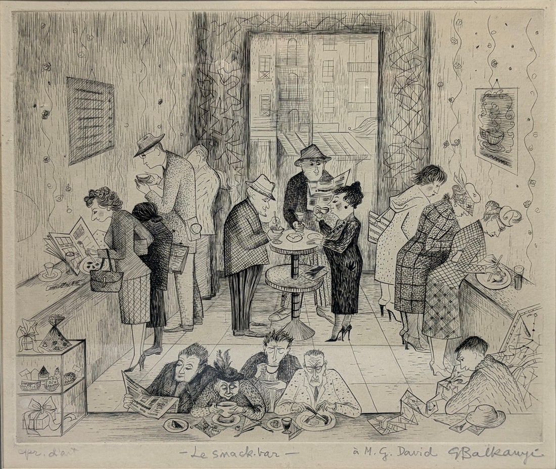 Suzanne Balkanyi “Le Snack-bar?? Signed Etching (1 of 7)