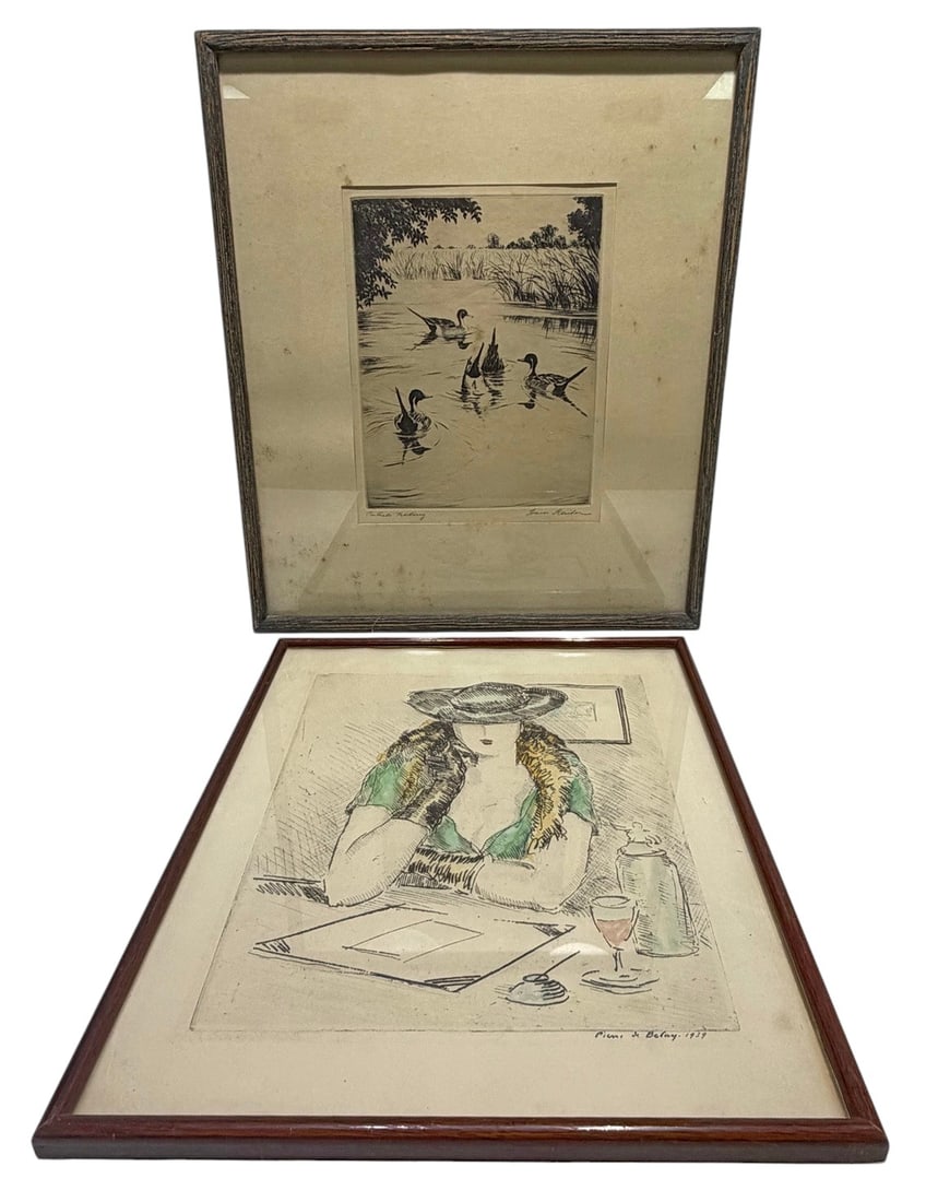 Framed Signed Etchings by Listed Artists 2pc LOT (1 of 8)