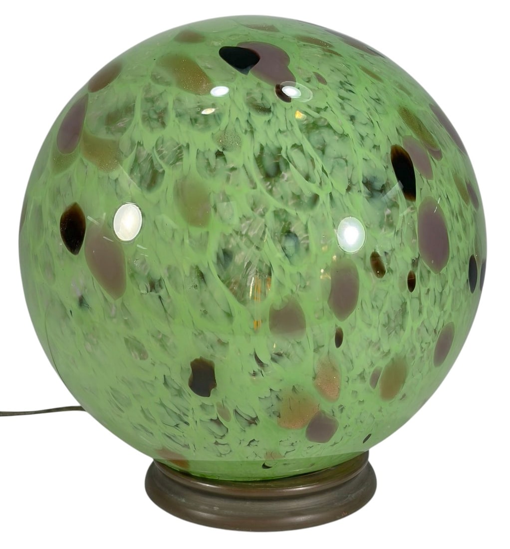 Murano Style Green Glass Globe Table Lamp Retro (1 of 6)