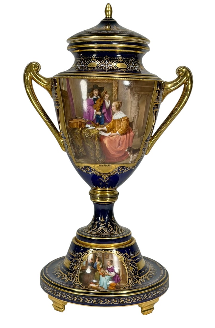 19 Century Old Vienna Cobalt & Gilt Porcelain Urn (1 of 11)