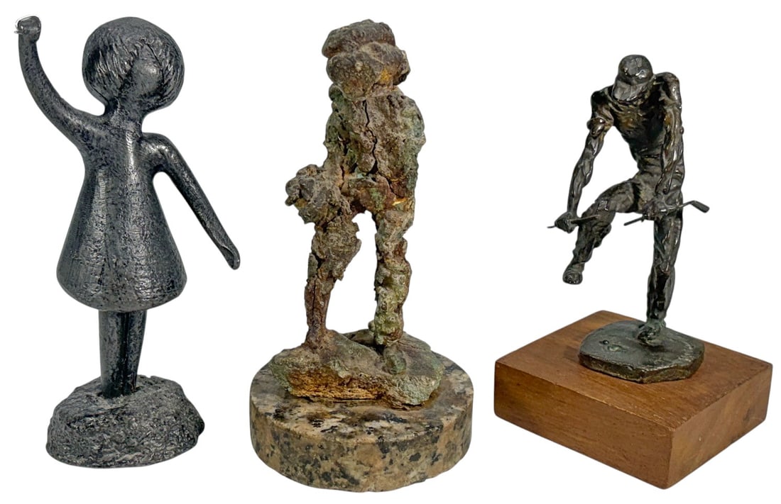 Modernist Mixed Metal Figural Sculptures 3pc LOT (1 of 5)