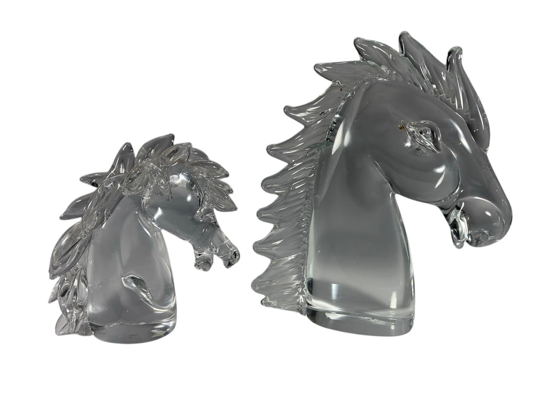 Murano Style Art Glass Horse Head Sculptures 2pcs (1 of 7)