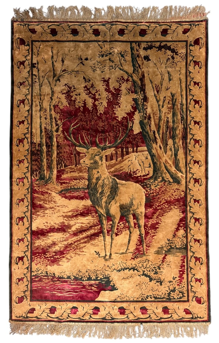 Vintage Deer Forest Scene Tapestry Wall Hanging (1 of 6)